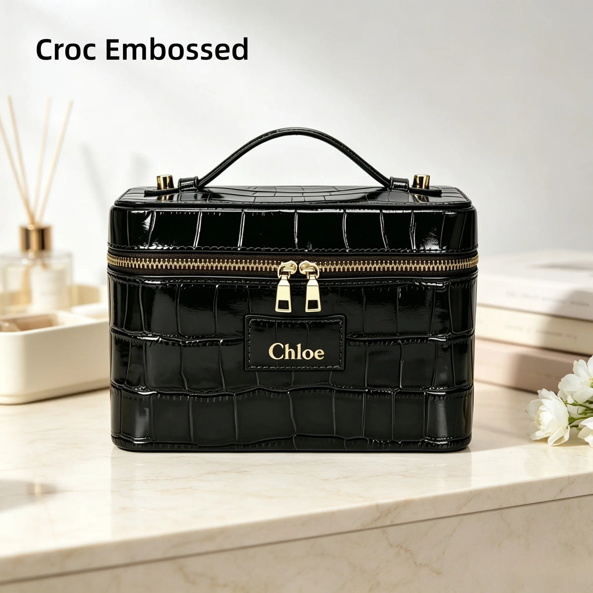 Customized Name PU Leather Cosmetic Bag with Zoned Storage and Large Capacity Travel Toiletry Bag for Autumn Winter New Arrivals