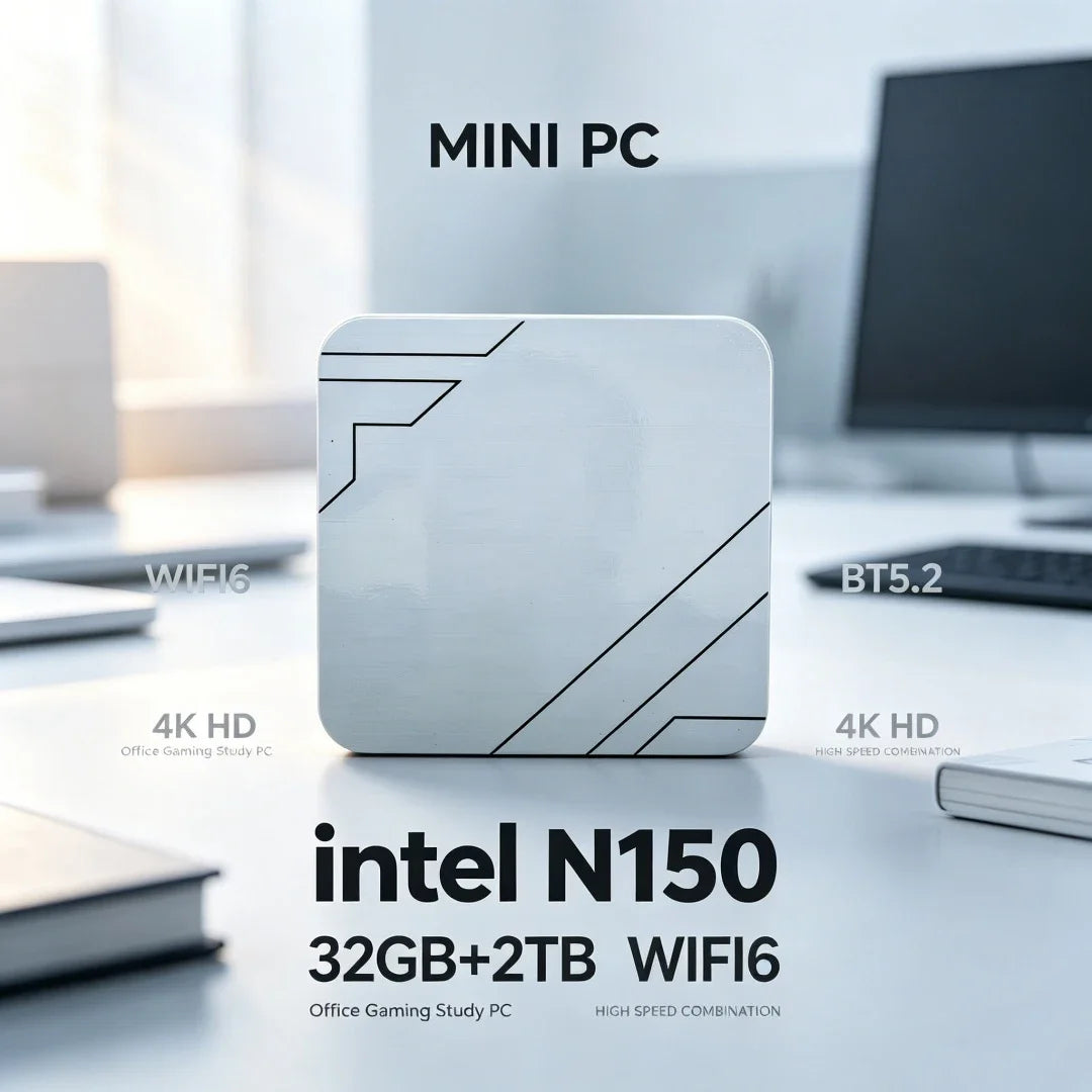 Mini PC Intel Core N150 16GB RAM 2TB SSD Mini Desktop Computer WIFI6 BT5.2 4K HD Office Gaming Study Mini PC