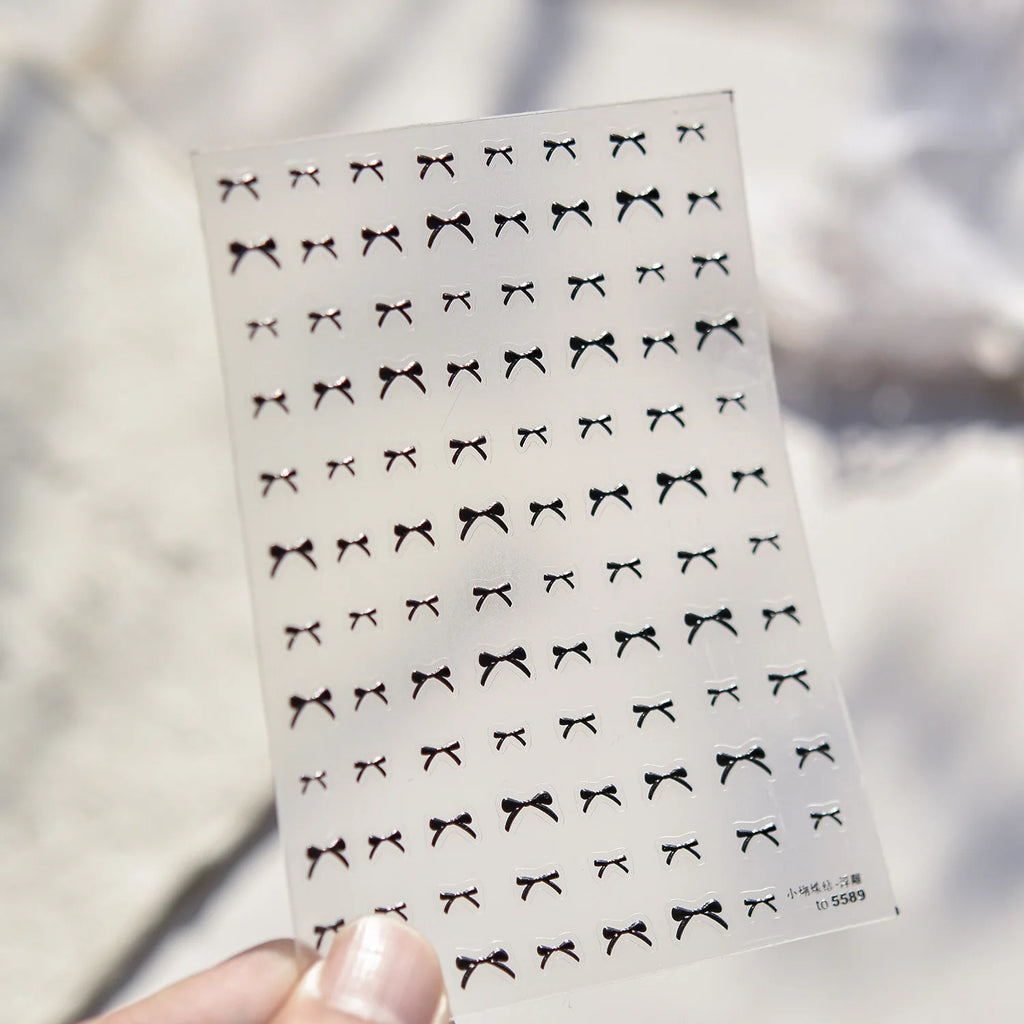 5D Relief Nail Stickers Sweet Small Bow-shaped Nail Decorations Stickers Self Adhesive Bowtie Bowkont Nails Art Accessory Decals