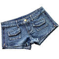 Sexy Side Zipper Split Denim Shorts Women Hot Pants Worn Out Nightclub Low Waist Jeans Y2k