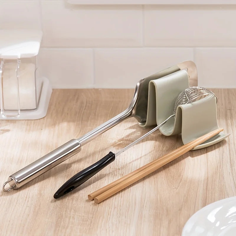 1pc Innovative Wave Design Kitchen Organizer - Plastic Pot Lid Holder, Chopstick & Utensil Rack for Countertop Storage