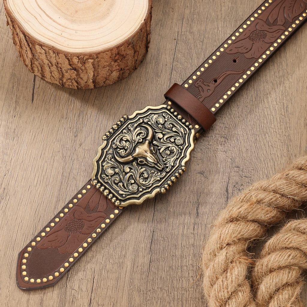 A Western-style Denim Belt in Retro Style - Made of PU Material - Suitable for Both Men and Women - Pairs Well with Jeans