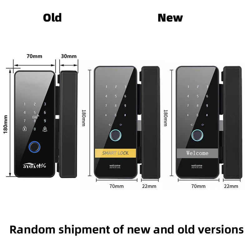Tuya Door Lock App Glass Fingerprint Bluetooth Smart Glasses Electronic Biometric Door Lock 13.56Mhz RFID Remote Control Unlock