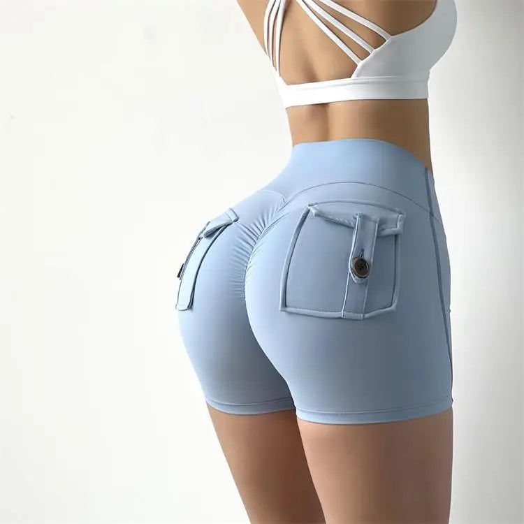 TRY TO BN Women's Sports Shorts with Pockets Butt Lifting High Waist Booty Scrunch Gym Workout Running Biker Yoga Fitness Shorts