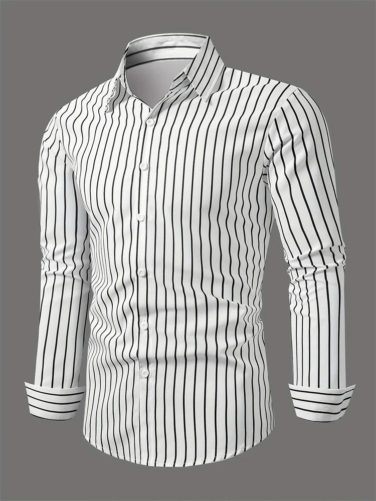 Fashion Square stripe patterns 3D Print Mens Long Sleeve Shirt Autumn Button Down Casual Animal Shirt Lapel Mens Clothing Tops