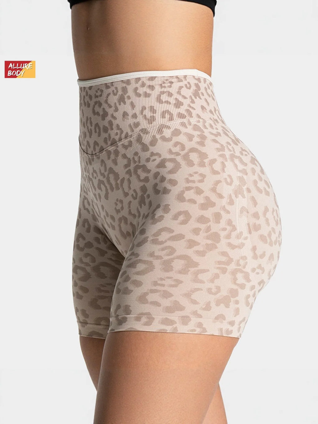 Custom LOGO women's hot-selling in high waist belly leopard print  colors seamless yoga hip lift tight running sports shorts