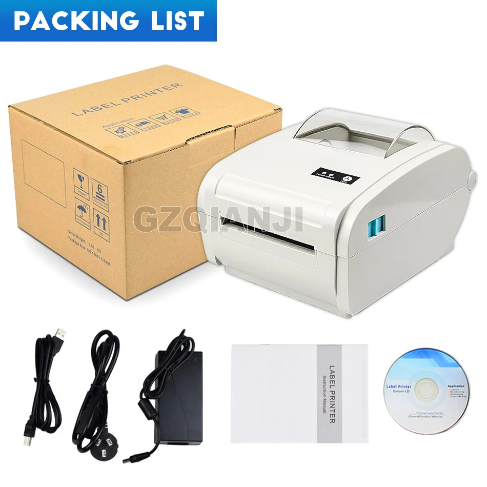 4x6inch Shipping Thermal Label Printer Portable No Ink Required 203DPI for Small Business USB High Speed Express Airway Bill ﻿