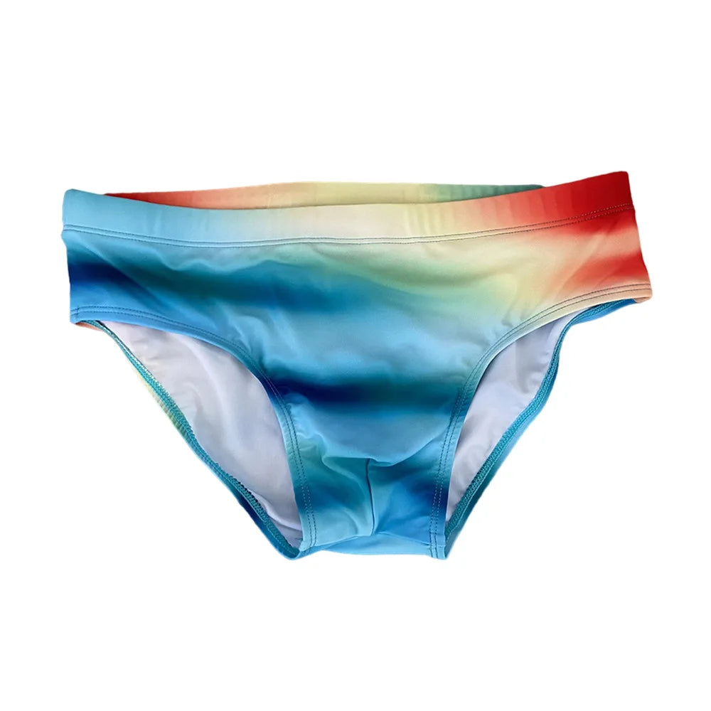 Color triangle men's swimming trunks low belt cup swimming trunks seaside hot spring professional swimsuit 10007zb