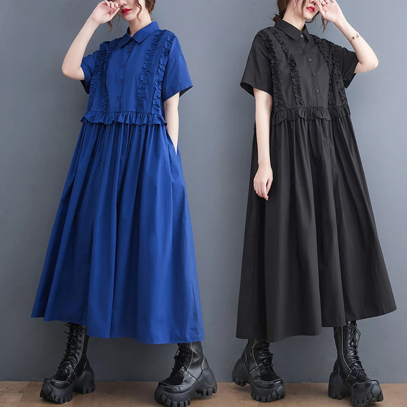 Ele irt Dr with Ruffle Design And Advanced Sense Spring Summer New Arrival Korean Sle Cotton Long Skirt for Women