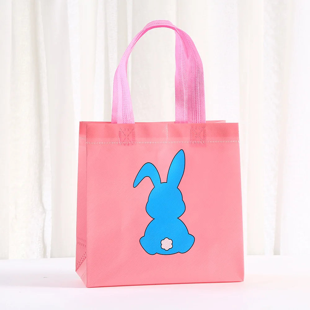 12/30pcs Easter Bunny Gift Bags Colorful Non-Woven Fabric Bags for Easter Party Treats Goodies and Small Gifts Candy Egg Bags
