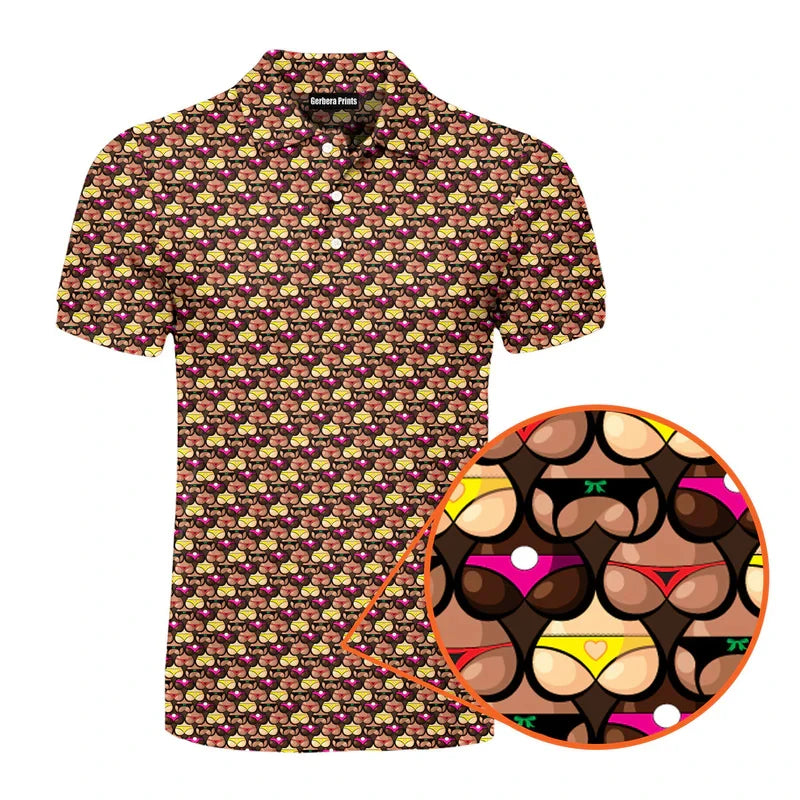 Sexy Full Print Humour Polo Shirt Men Hip Hop Street Personality Short Sleeve Button Golf Shirts Summer Carnival Party Funny Top