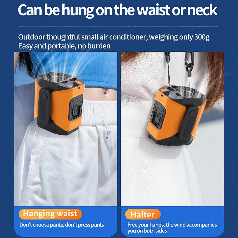 Outdoor Fan Portable Waist Hanging Neck Strong Dual Air Vents Fans for Travel Sports Courier Outdoor Working