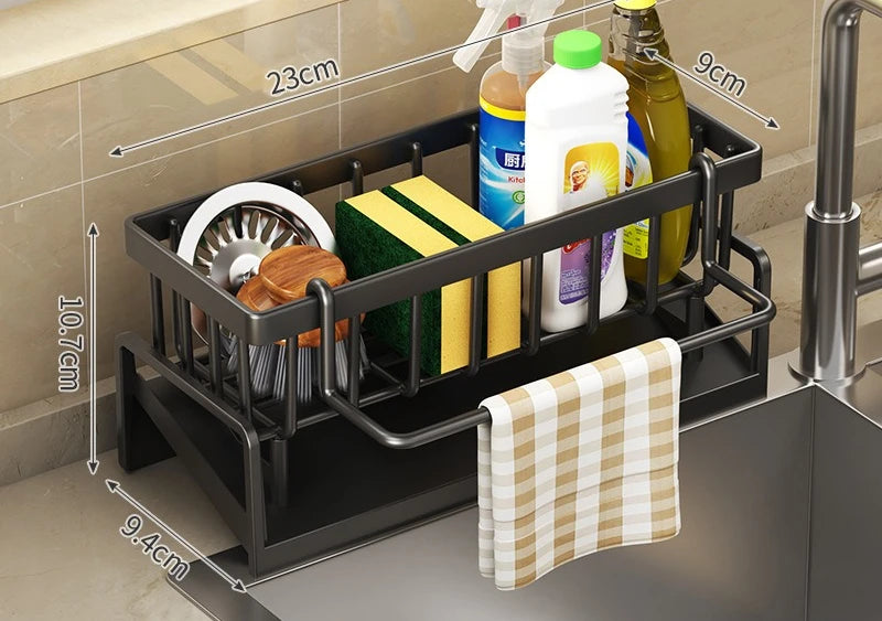 Kitchen Sink Storage Rack No Punch Rag Drainage Shelf Spice Organizer