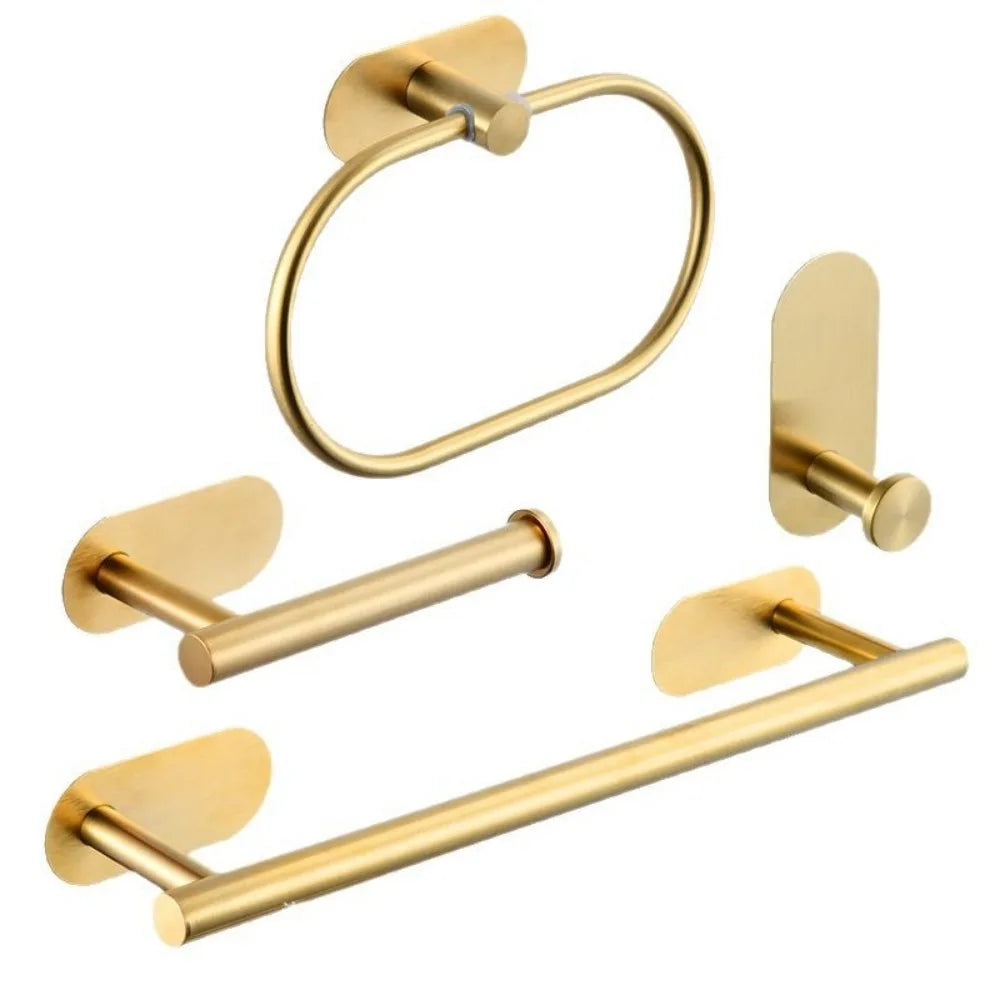 4/5Pcs Stainless Steel Bathroom Hardware Set Anticorrosion Wall Mount Bathroom Towels Rack No Punching Rustproof Towel Bar