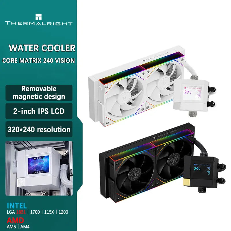Thermalright CORE MATRIX 240 VISION 240MM All-in-one CPU Liquid Cooler 2” 320*240 resolution IPS LCD support LGA 1851 AMD AM5