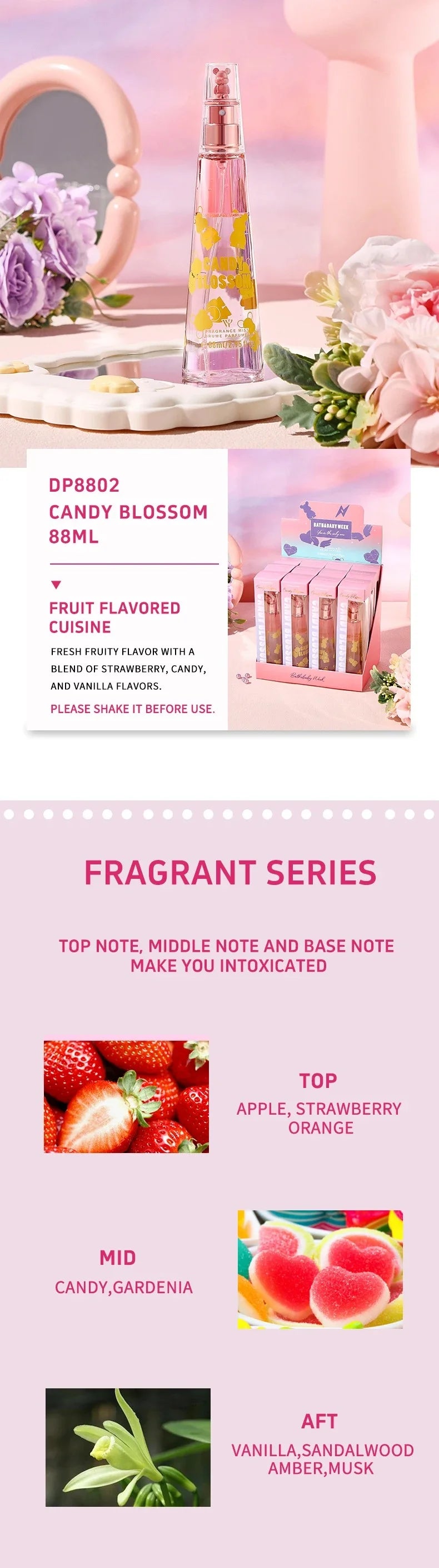 Women's Body Deodorant Spray, Southeast Asian Perfume Middle East Long-lasting Scent Floral and Fruit Scent 88ml Girl Gifts
