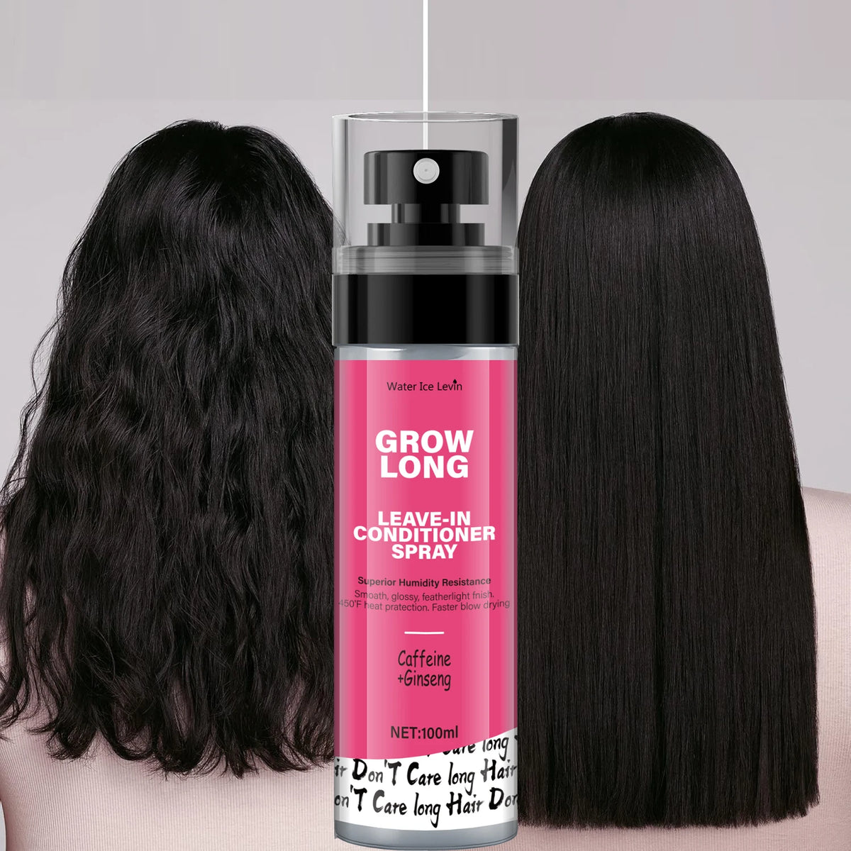 Leave-in conditioner spray and smoothing agent, long-lasting biotin - anti-frizz deep conditioner for split ends and breakage - vitamin E, caffeine, and ginseng, suitable for curly, dry, and damaged hair