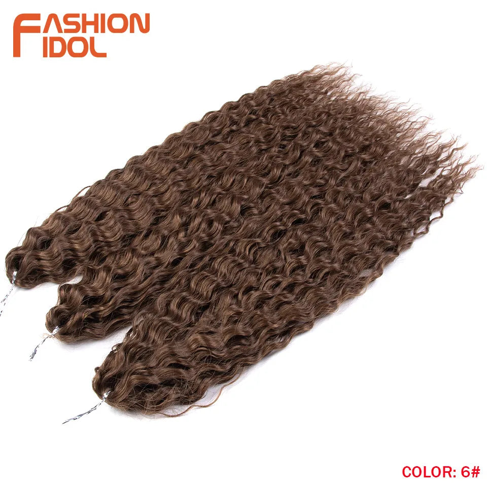 FASHION IDOL 24 Inch 300g Ariel Hair Synthetic Crochet Curly Hair Water Wave Braid Hair Ombre Blonde Braiding Hair Extensions