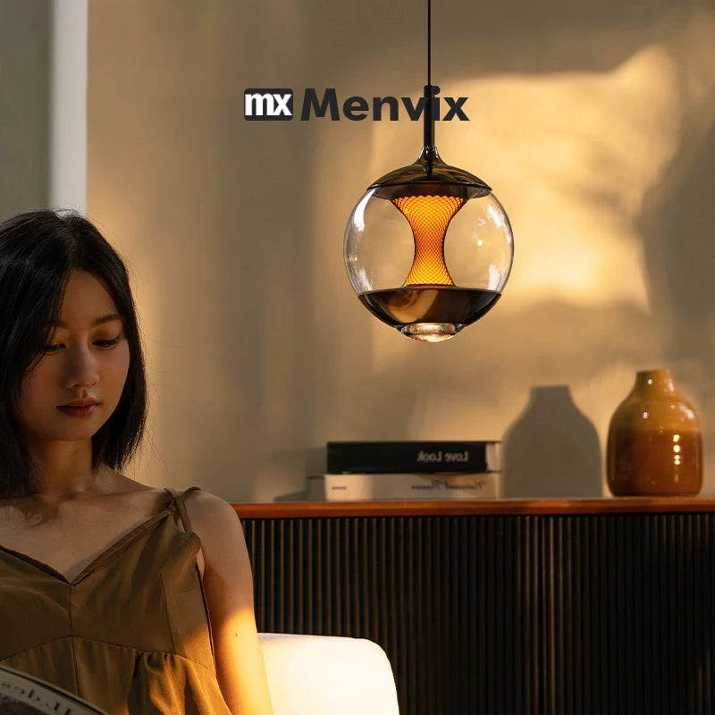 Glass Pendant Light Modern Dining Room Table Afterglow Sunset Lamp Entryway Balcony Round Table Bedroom Bedside Sleep Chandelier