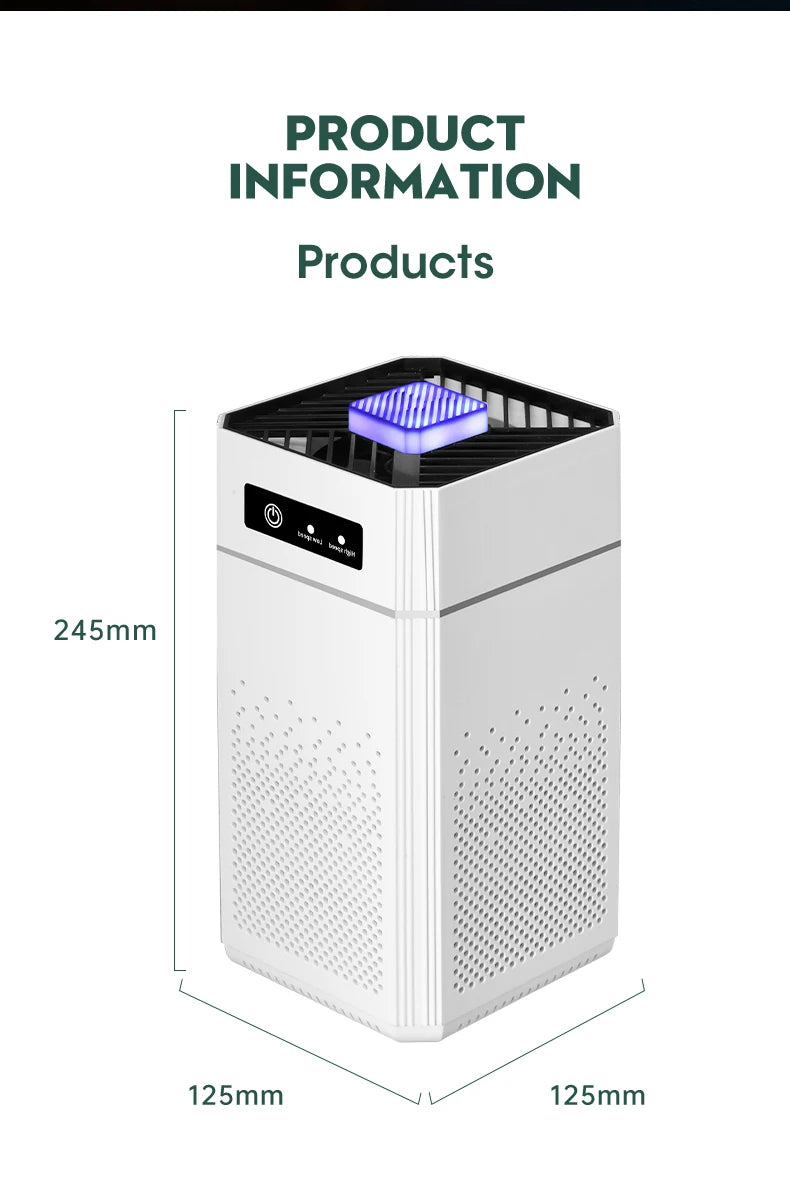 Smart Intelligent Desktop Air Purifier H12 HEPA Filter Negative Ions Generator Air Purification