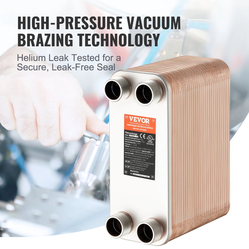SucceBuy Heat Exchanger 5"x 12" 80 Plates Brazed Plate Stainless Steel For Floor Heating Water Heating Snow Melting Beer Cooling