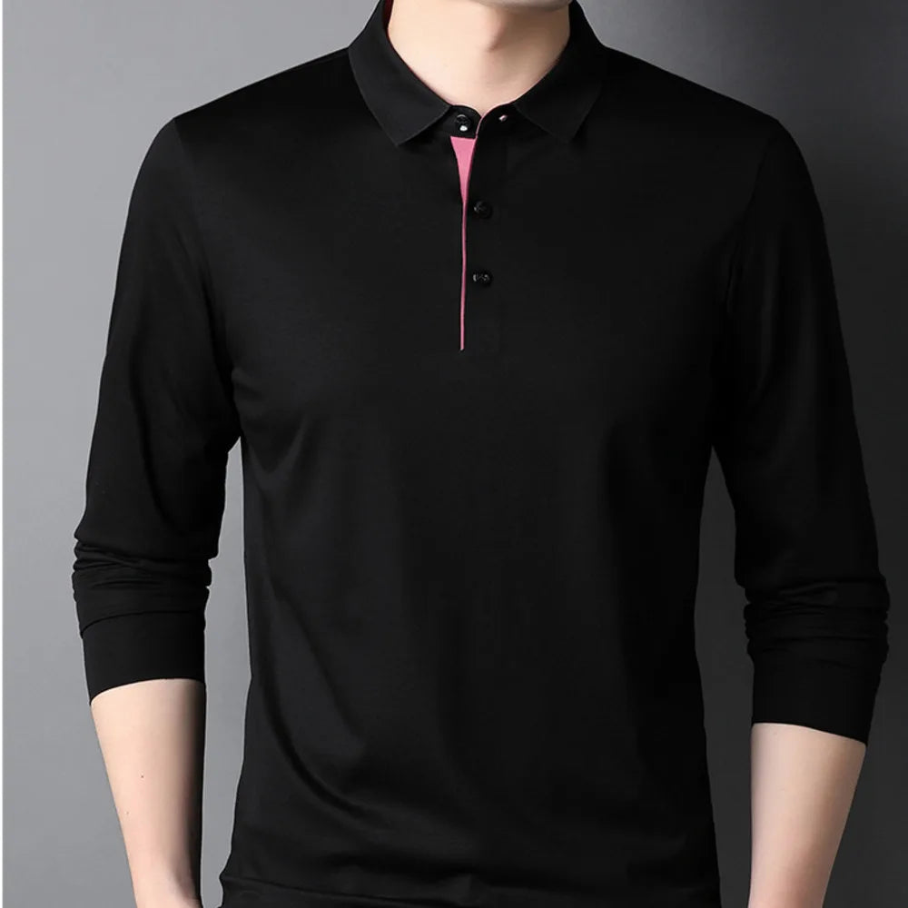Bamboo Fiber Viscose And Cotton Blend Polo Shirt Men Short Sleeve Collar New Seamless T-shirt Summer Thin Lightweight Poloshirt