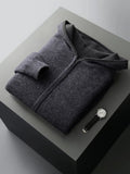 New Men's 100% Merino Wool Double Sided Wearable Hooded Sweater Casual Autumn Winter Coat Long Sleeved Men's Wool Sweater Tops