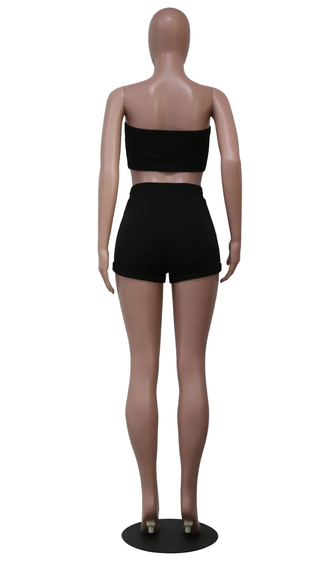 Thin Summer New Solid Color Lace Up Tracksuits Women Sleeveless Backless Tube And Shorts Two Piece Sets Casual 2pcs Outfits