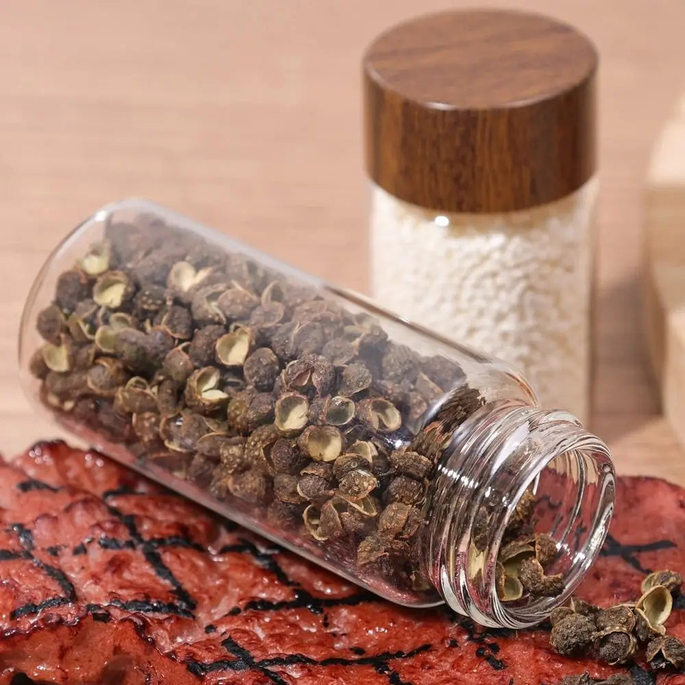 6PCS 10/20/30 ML Wooden Lid Mini Glass Bottles Food Grade Transparent Small Spice Jars Sealed Golden Bean Bottle