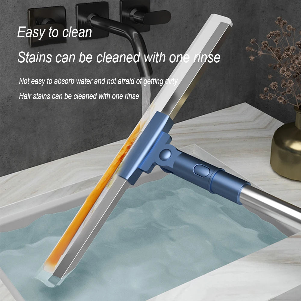 Portable Retractable Scraper Mop for Deep Cleaning Without Leaving Marks Replaceable Rubber Strips for Bathroom Kitchen Etc