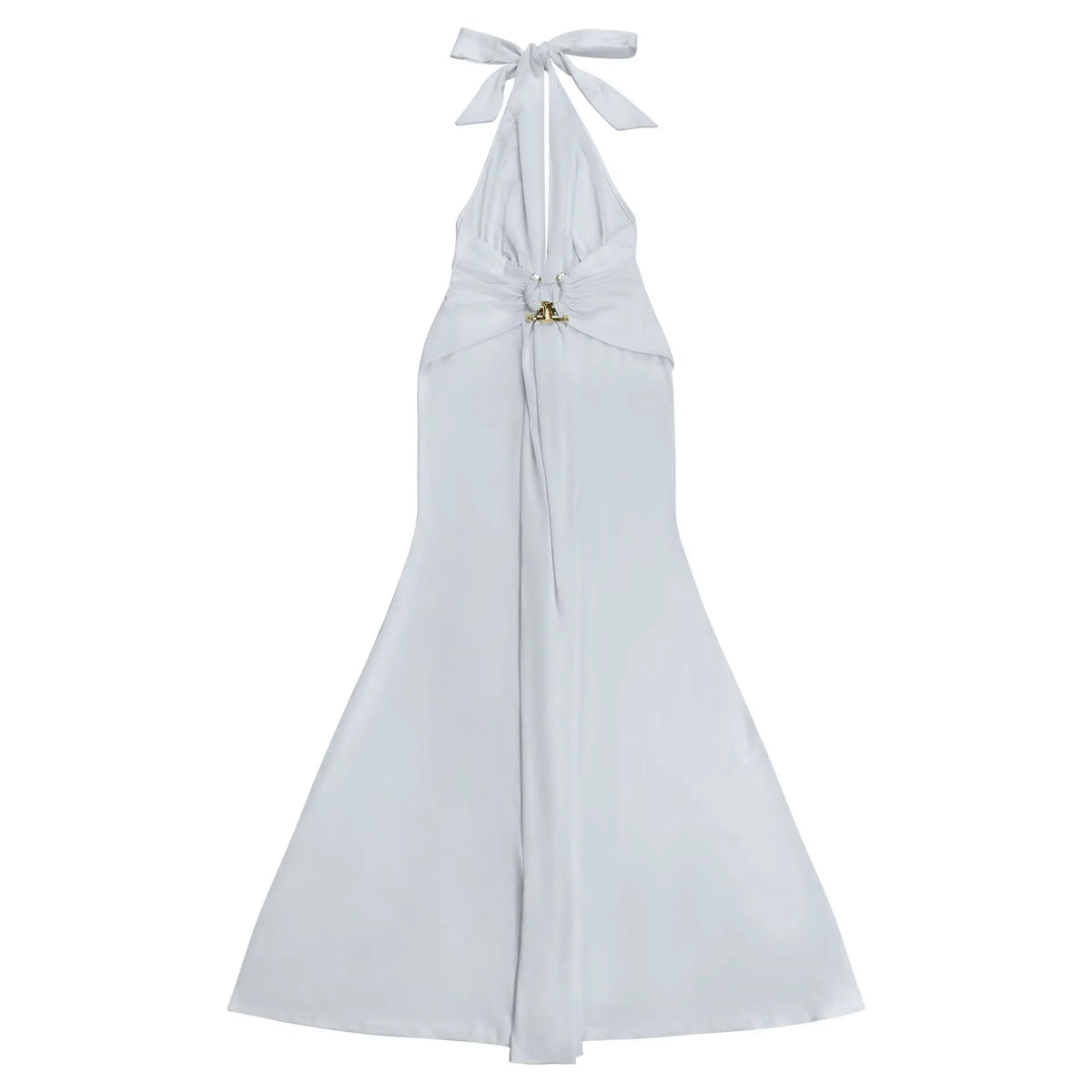 EINY Sexy Women White Halter Maxi Dress Elegant Backless Ruched Bodycon Long Gown Party Club Night Birthday Mermaid Dresses Y2K