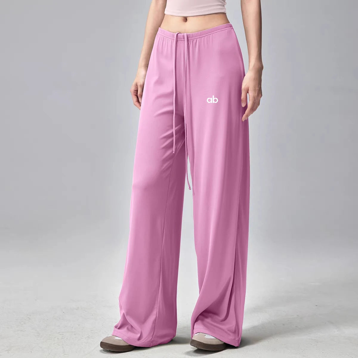 Women Wide Leg Yoga Pants Drawstring Loose Drape Straight Leg Long Pants Fitness Running Pilates Training Sports Trousers