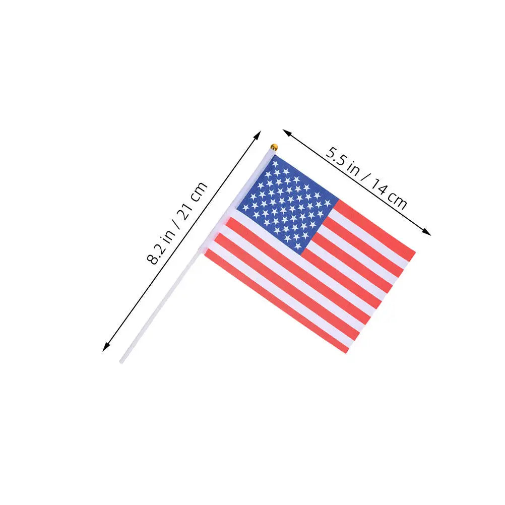 15Pcs Handheld American Flags 14x21cm Mini Us Flags 30cm Poles Patriotic Holiday Decor Memorial Veterans Day American Flag Mini