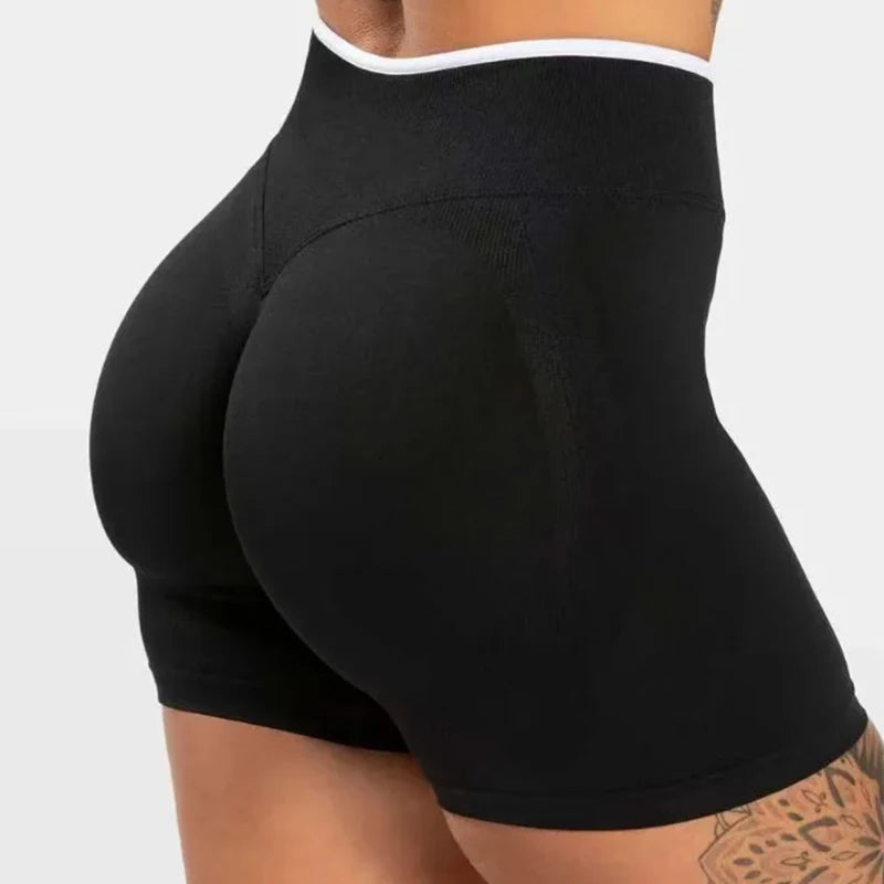 Women White Waist Tight Summer Seamless Sports Shorts High Waist Hip Lifting Yoga Pants Running High Elastic Sport Shorts Female