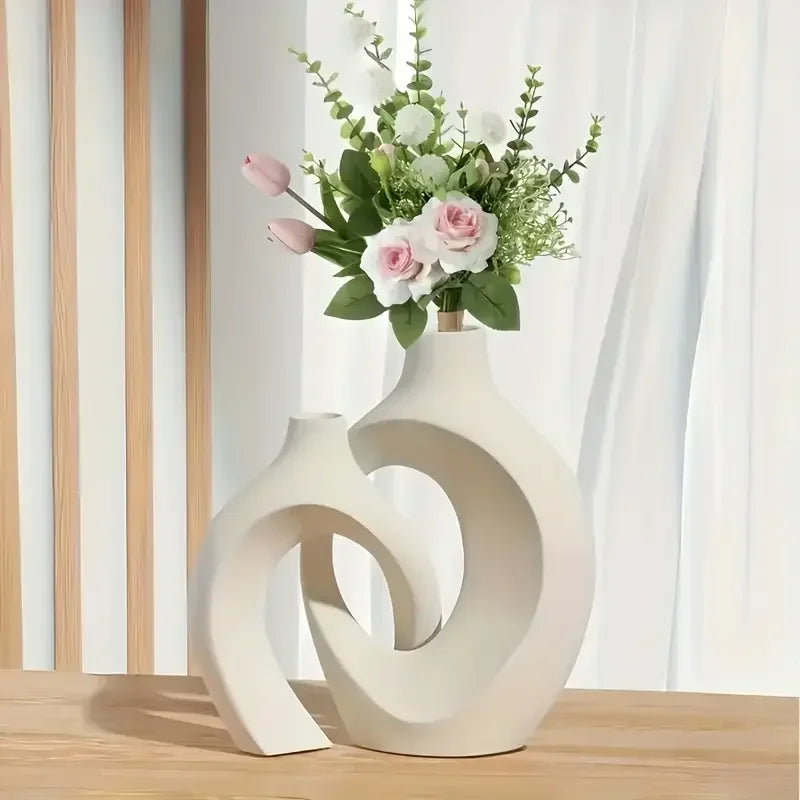 A Top-quality Plastic Vase Hollow Nordic Modern Vase Modern Home Decor Living Room Bookshelf Place Vases