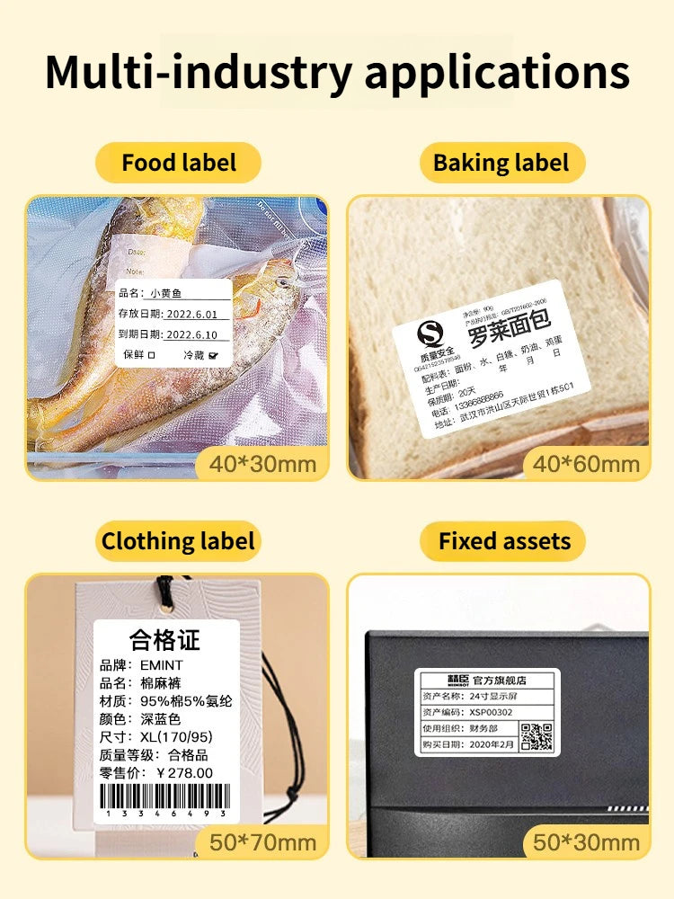 Niimbot B1/B21/B2Pro/B3S/B203/B31/B4 White Label Thermal Clothing Tags Price Food Adhesive Barcode Paper Waterproof Stickers
