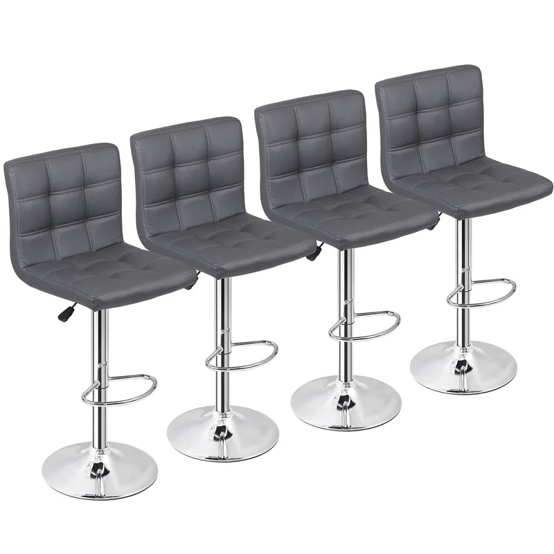 Bar Stools Set of 4 PU Leather Adjustable Swivel Barstools Kitchen Counter Stool