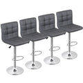 Bar Stools Set of 4 PU Leather Adjustable Swivel Barstools Kitchen Counter Stool