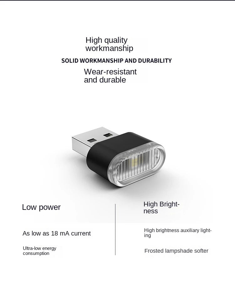 Mini LED Car Light Auto Interior Atmosphere USB Light Decor Plug And Play Lamp Emergency Lighting PC Auto Products