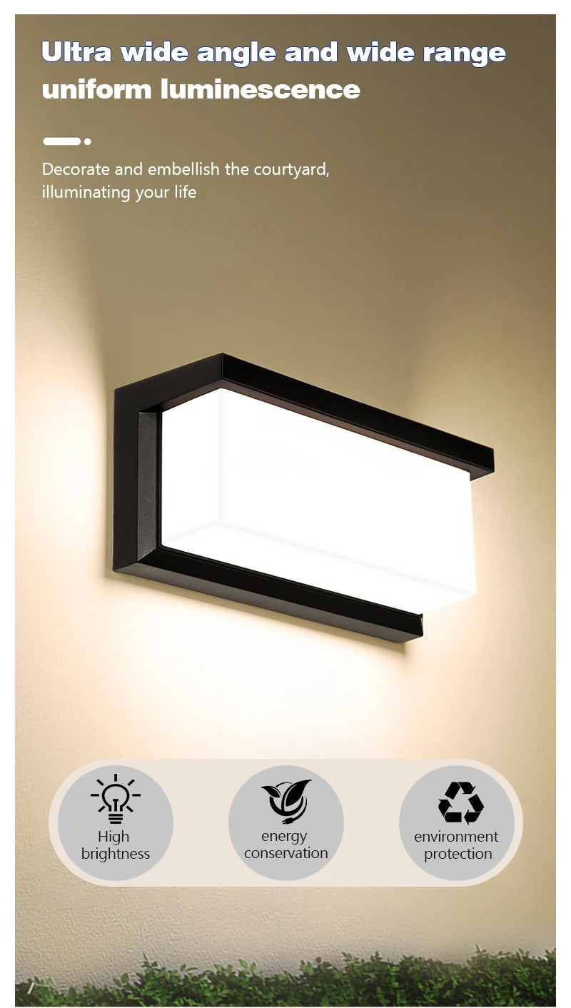 LED Outdoor Waterproof Wall Light 15W Radar Sensing Indoor Bedroom Living Room Outdoor Porch Wall Light Garden Decorative Light