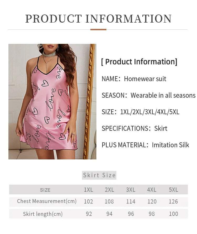 2026 Women's Love One-piece Nightdress Summer Sexy Suspender Dress Loungewear Pajamas Women