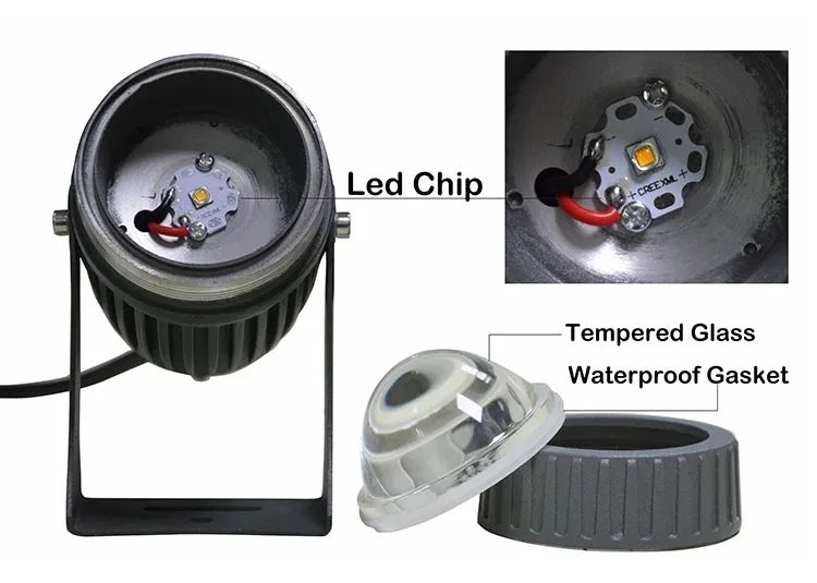 Outdoor LED Garden Wall Spotlights Landscape Lighting AC220V 110V DC12V Red Green Blue  IP67 Waterproof One Beam Lights 10W