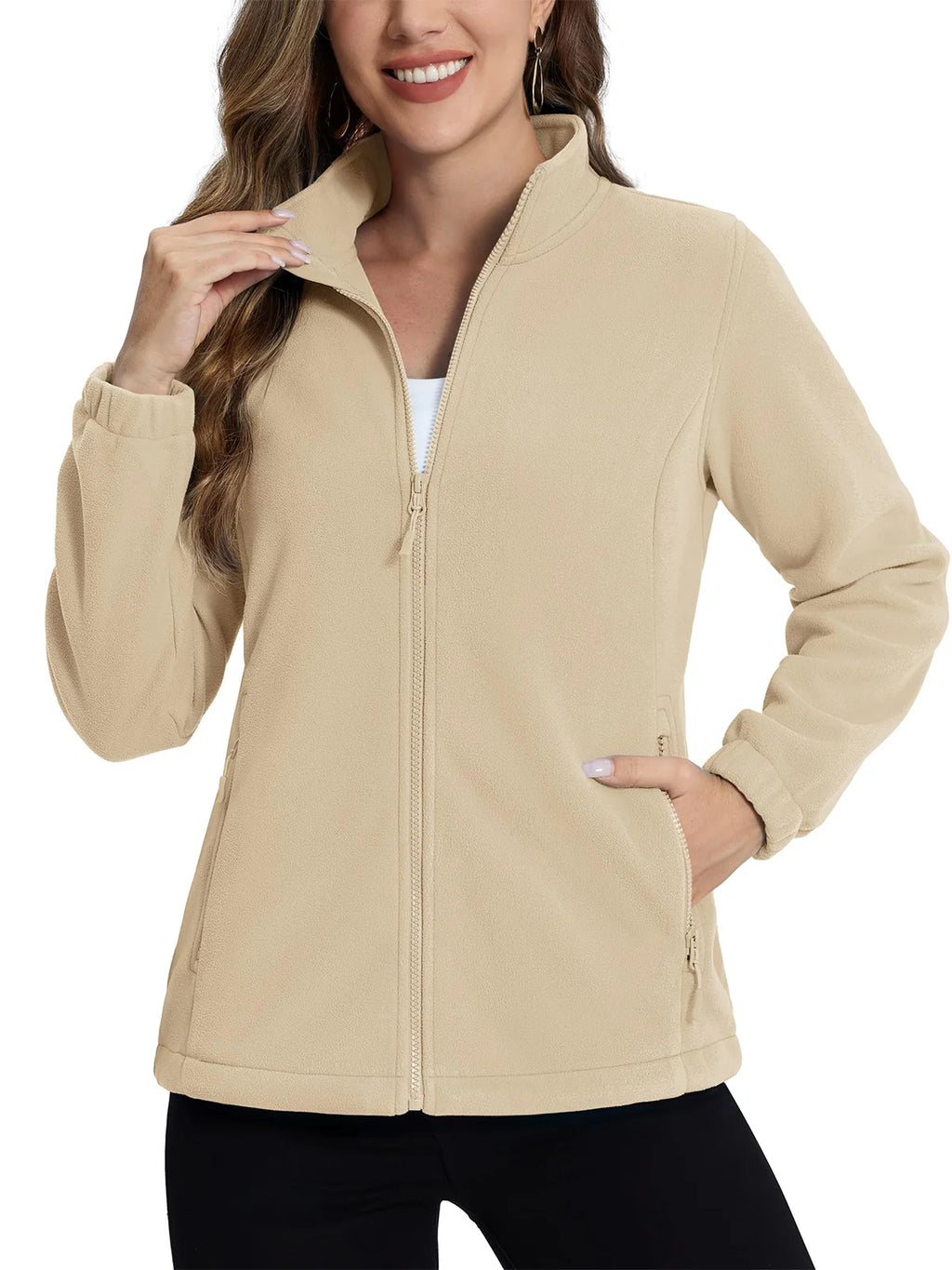TACVASEN Women's Winter Fleece Jacket Lightweight Full Zip Sweatshirts Coat Casual Zipper Soft Warm Sweaters Outwear Female