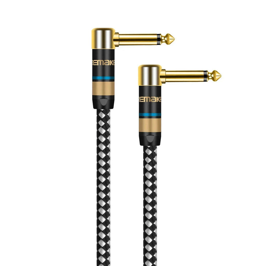 DREMAKE Premium 6.5mm to 6.5mm Guitar Audio Cable Mono 6.35mm Quarter Inch Male to Male Instrument Patch Cord for Bass E-Piano