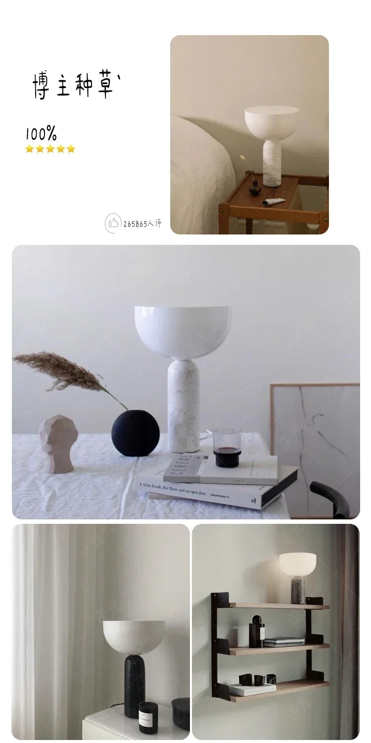 LED Minimalist Touch Mushroom Lamp Designer Marble Table Light Study Room Office Desk Lamp  Living Room Bedroom Beside Lamp