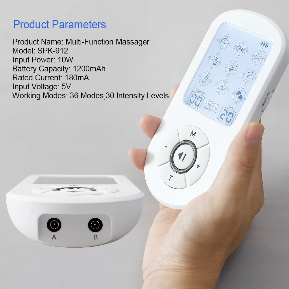 Professional 36 Modes TENS Pulse Rechargeable Machine EMS Muscle Stimulator Back Waist Body Massage Relax Electrostimulator Use