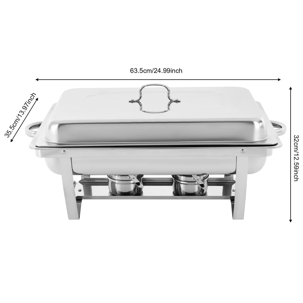 Stainless Steel Chafing Dish Buffet Set Rectangular Catering Chafer Warmer Buffet Dishes Warming for Restaurants, Buffets