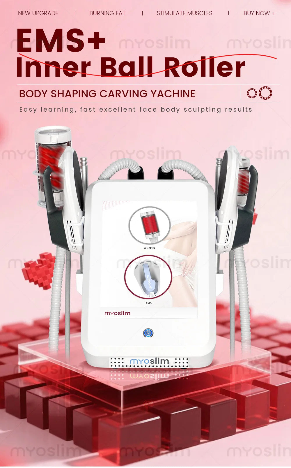 EMS RF 6500W 2 in 1 Body Sculpting Machine Electromagnetic Roller Massage Slimming Contouring Muscle Toning Salon Spa Home Use