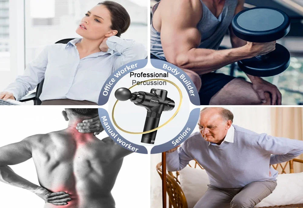24V Professional Massage Gun With Hot And Cold Compress Electric 12Head High Frequency Fascia Gun Deep Tissue Neck Relax Fitness