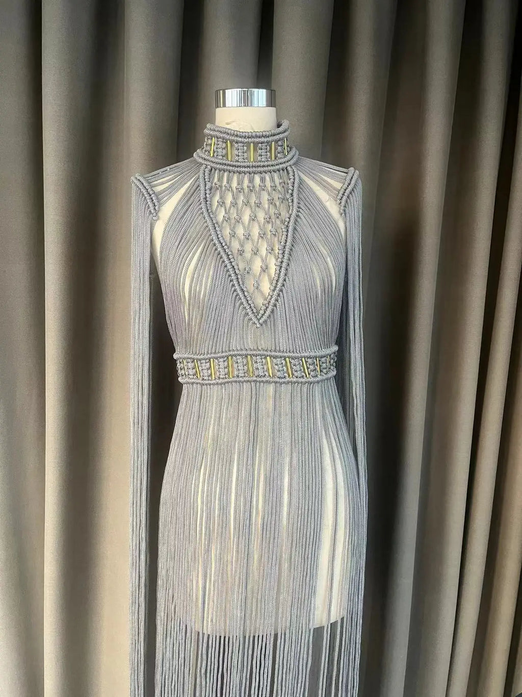Beachapche Vestidos  MacrameDress Women'S Hollow Tassel Woven Dress Celebrity Club Party Cocktail beach Dress